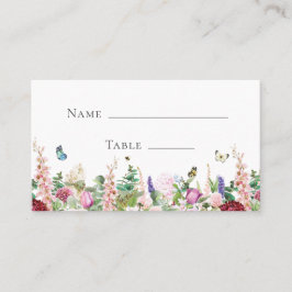 Rosa Lila blommor med Butterflies Place Card Placeringskort