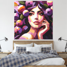 Rosa lila blomstermålning på canvasduk