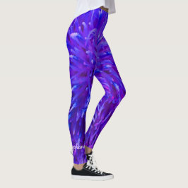 Rosa Lila Blue Abstrakt Personlig Namn Yoga Leggings
