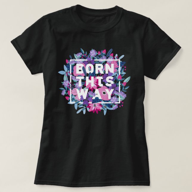 Rosa Lila Blue Blommigt Bi Pride T Shirt (Design framsida)