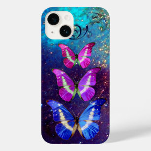 ROSA LILA BLUE BUTTERFLIES I GULD SPARKLES