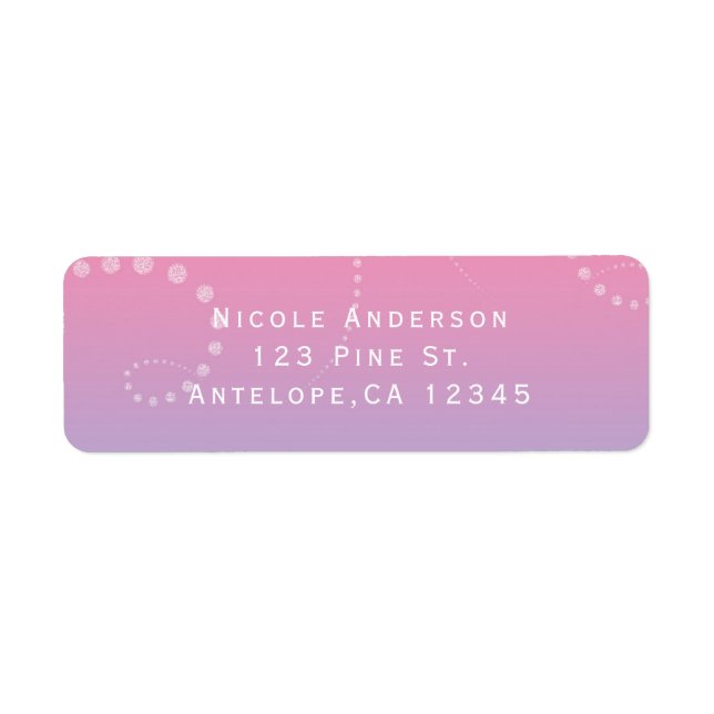Rosa Lila Blue Dipping Födelsedagsfest inbjudan Returadress Etikett (Framsidan)