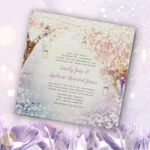 Rosa Lila Blue Fairy Ljus Boho Forest Bröllop Inbjudningar