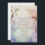 Rosa Lila Blue Fairy Ljus Boho Forest Inbjudningar<br><div class="desc">Magic Rustic Mason Burk Cottage Chic Elegant Secret Glow Enchanted Forest Grove Garden  Rosa Lila Pastel Blue Enchanted Magic Romantic Fairy Ljus bröllopsinbjudningar. Perfekt för temat Fairytale Boho Bohemian Bröllop.</div>