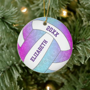 rosa lila blue, färgpigment volleyball julgransprydnad keramik