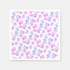 Rosa Lila Blue Heart Mönster over White Pappersservett