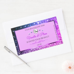 Rosa Lila Blue Ombre Glitter Logotyp Product Label Rektangulärt Klistermärke