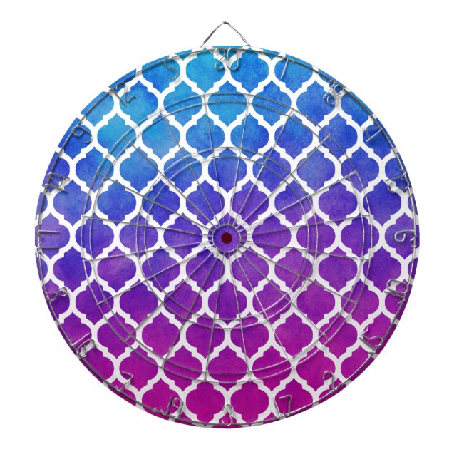 Rosa Lila Blue Ombre Moroccan Lattice Darttavla (Framsidan)