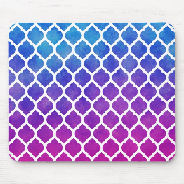 Rosa Lila Blue Ombre Moroccan Lattice Musmatta (Framsidan)