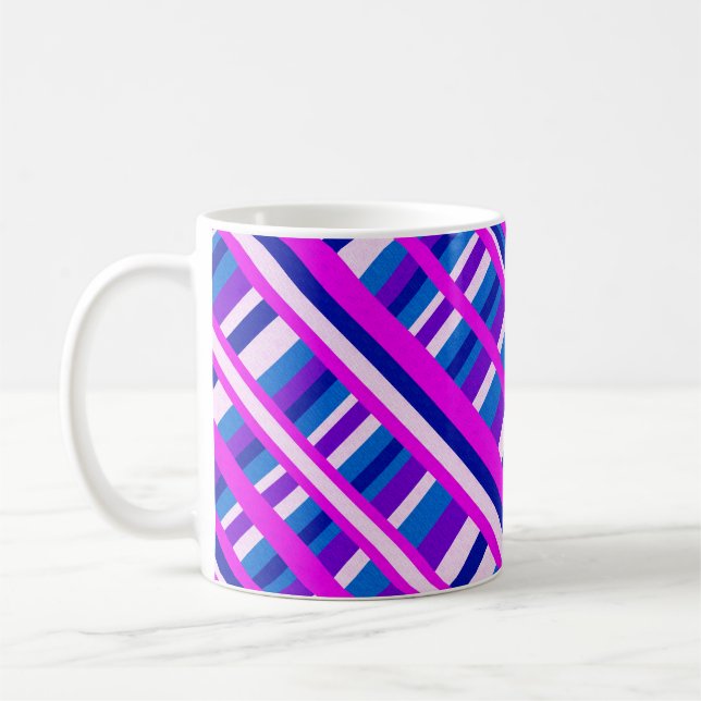 Rosa Lila Blue Play Diagonal Kaffemugg (Vänster)