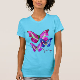 ROSA LILA BLUE VÅR BUTTERFLIES T-SHIRT