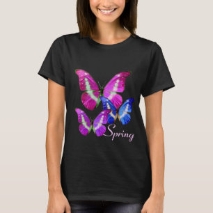 ROSA LILA BLUE VÅR BUTTERFLIES T SHIRT