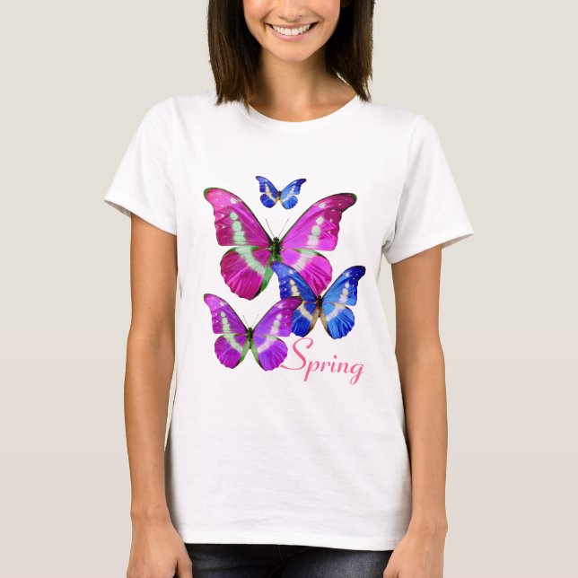 ROSA LILA BLUE VÅR BUTTERFLIES TEE (Framsida)