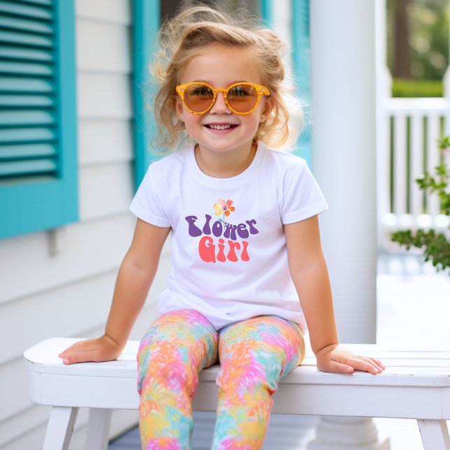 Rosa Lila Boho Flower Girl Bröllop T-Shirt (Skapare uppladdad)
