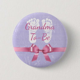 Rosa & Lila Bow Grandma to be Baby Shower Button Knapp