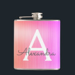 Rosa - Lila Brushed Metall Monogram Namn Fickplunta<br><div class="desc">Rosa och Lila Pastel Ombre Metall Elegant Monogram Flask. Den här kolven kan anpassas så att den omfattar ditt första och första namn. Rosa- och Lila Flask är perfekt för en födelsedag eller ett bachelorette Party firande.</div>