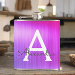 Rosa - Lila Brushed Metall Monogram Namn Fickplunta<br><div class="desc">Rosa och Lila Ombre Metall Elegant Monogram-kolv Den här kolven kan anpassas så att den omfattar ditt första och första namn. Rosa- och Lila Flask är perfekt för en födelsedag eller ett bachelorette Party firande.</div>