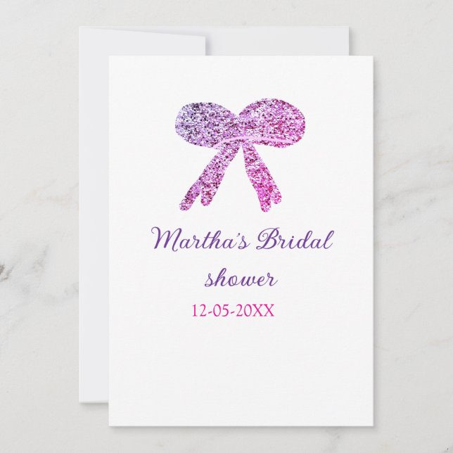 Rosa lila buggar gnistra glitter möhippa namn inbjudningar (Framsida)