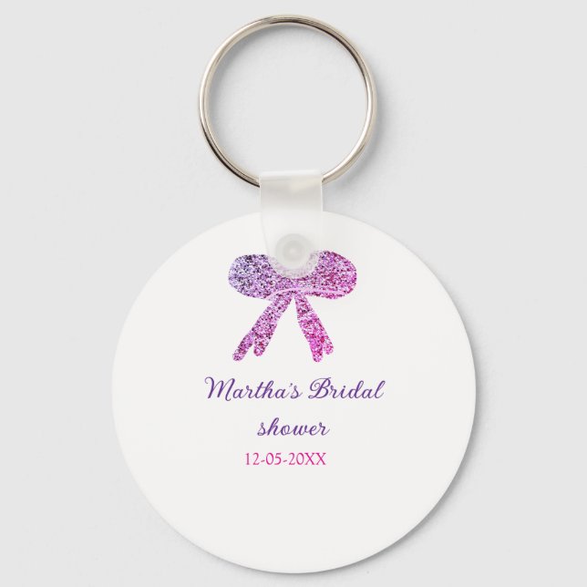 Rosa lila buggar gnistra glitter möhippa namn nyckelring (Framsida)