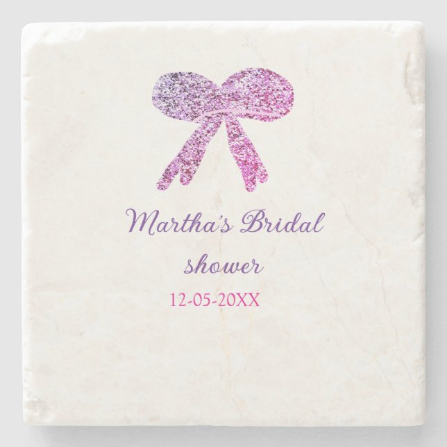 Rosa lila buggar gnistra glitter möhippa namn stenunderlägg (Framsidan)