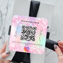  rosa lila business salon qr code Instagram Fyrkantigt Klistermärke