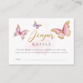 Rosa Lila Butterfly Baby Shower Diaper Raffle Tilläggskort