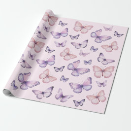 Rosa Lila Butterfly Birthday Presentpapper