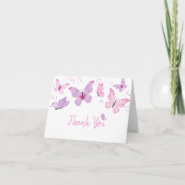 Rosa Lila Butterfly Birthday Tack Kort