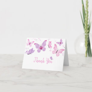 Rosa Lila Butterfly Birthday Tack Kort