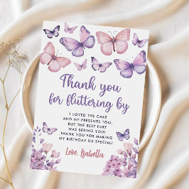 Rosa Lila Butterfly Birthday Tack Kort
