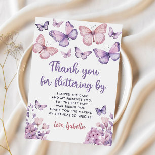 Rosa Lila Butterfly Birthday Tack Kort