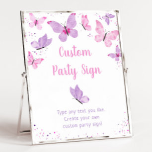 Rosa Lila Butterfly Editable Birthday-tecken Poster