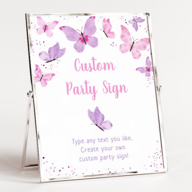 Rosa Lila Butterfly Editable Birthday-tecken Poster (Skapare uppladdad)