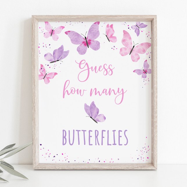 Rosa Lila Butterfly gissar hur många spel Poster (Skapare uppladdad)