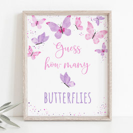Rosa Lila Butterfly gissar hur många spel Poster