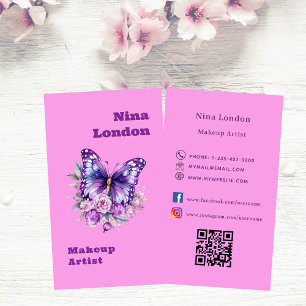 Rosa lila butterfly Qr social media logotyp Visitkort