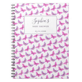 Rosa Lila Butterfly Watercolor Guestbook Anteckningsbok