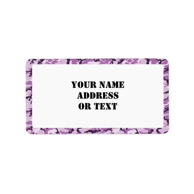 Rosa/Lila Camouflage - Vitt Adressetikett (Framsidan)