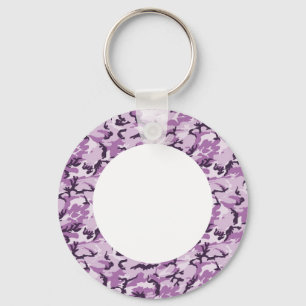 Rosa/Lila Camouflage - Vitt Nyckelring