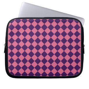 Rosa Lila Checker Diamond Mönster Laptop Fodral