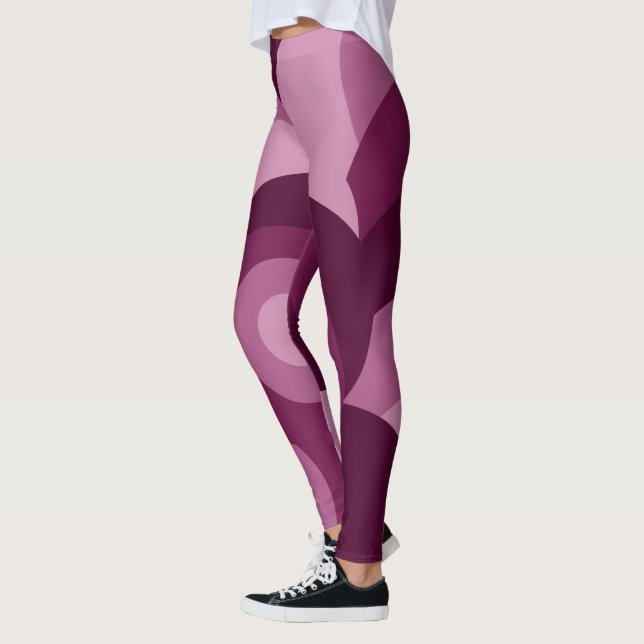 rosa lila cirklar geometrisk mönster leggings (Vänster)