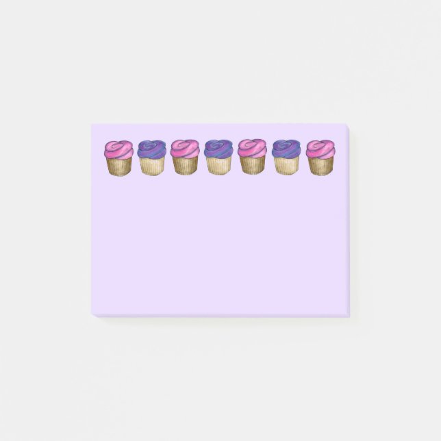 Rosa Lila Cupcoa Muffinss Foodie Post its Post-it Block (Framsida)