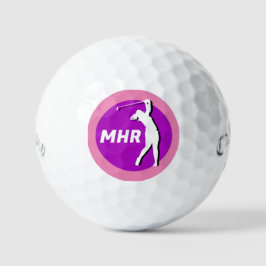 Rosa/Lila Dam Golfer Monogram Golf Boll