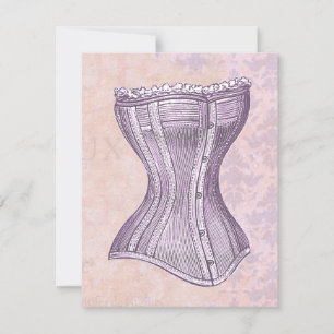 Rosa Lila Damask Victorian Corset Vintage Stil Inbjudningar