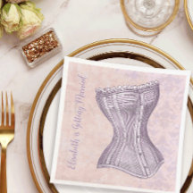 Rosa Lila Damask Viktoriansk Korsett Vintage Stil 