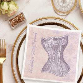 Rosa lila damast viktoriansk korsett vintage stil  pappersservett