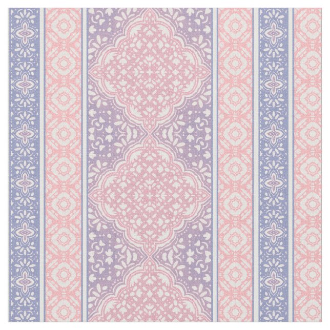 Rosa & Lila Decorative Bohemian Tile Mönster Tyg (Närbild)