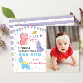 Rosa Lila Dinosaur Girls Dino Party Photo Tack Kort