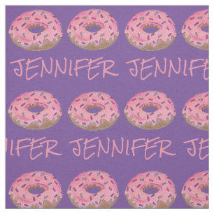 Rosa Lila Donut Doughnut Donuts Namn Fabric Tyg