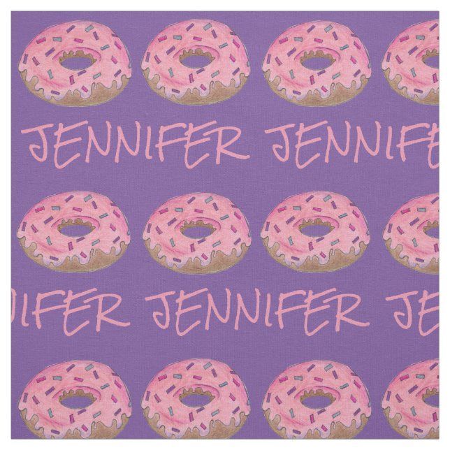 Rosa Lila Donut Doughnut Donuts Namn Fabric Tyg (Provkarta)